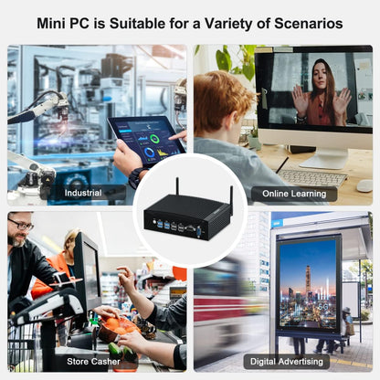 BASOARO Fanless Industriële Mini PC i5, Mini PC Win 11 Pro, 8GB RAM 128GB SSD Core i5 8350U Industriële Computer met RS232, RJ45 LAN, 2 HD schermen, USB 3.0, Dual Band WiFi, BT