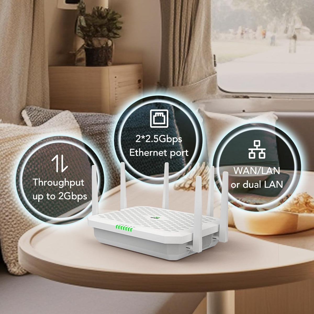 InHand Networks 5G Router Bliksemsnelle 5G & Wi-Fi 6 (AX3600), Dual SIM Ondersteuning, 2x 2.5GbE Poorten, Cloud-Managed,Built–in VPN, Internet voor Kantoor, Retail en RV