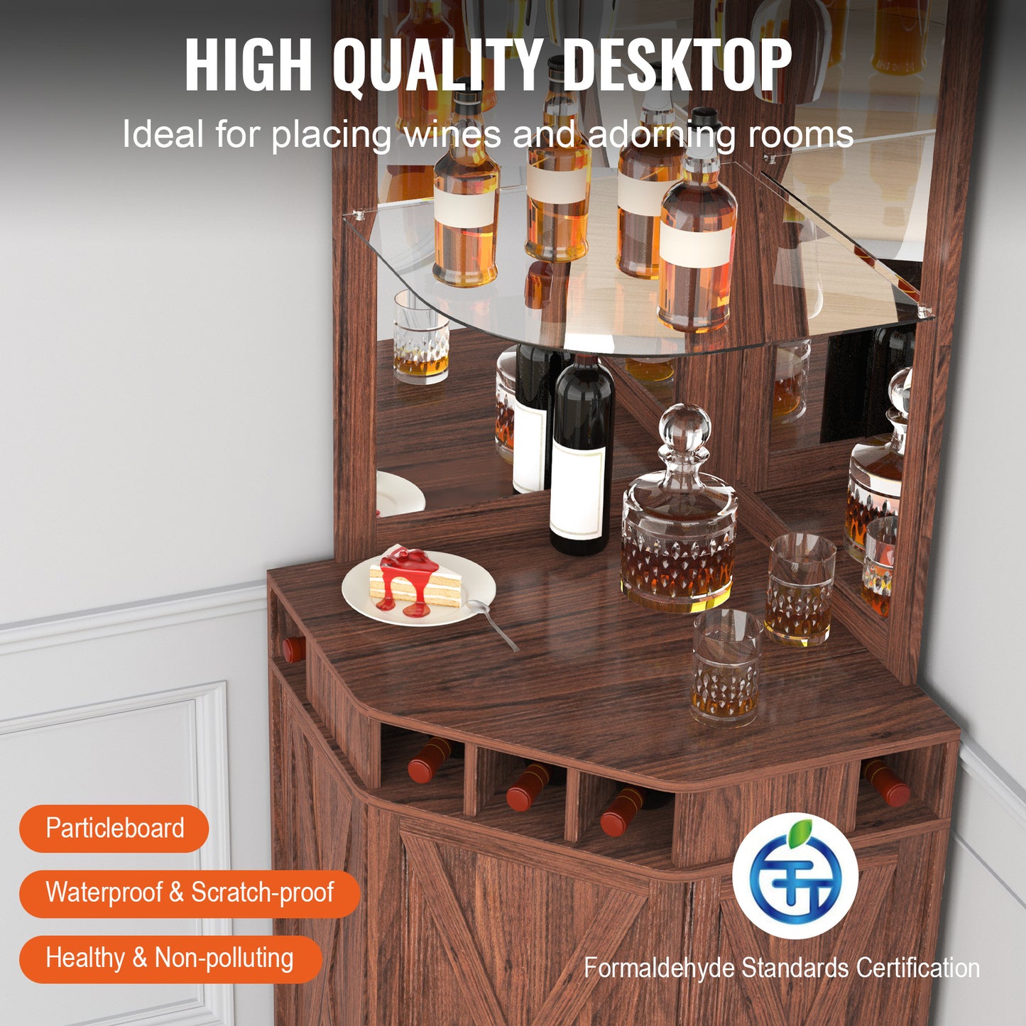 Barkast – Wijnrek – Drankkast – Keukentrolley – Buffetkast – Hoekbar kast – Verstelbare Planken – Melamine Afwerking