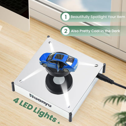 Magnetisch Levitatie Displayplatform – Zwevend Display – Presentatieplatform – Draaiend Podium – Displaystandaard – 360° Roterend met 4 LED-lampjes – Draagkracht 300 g