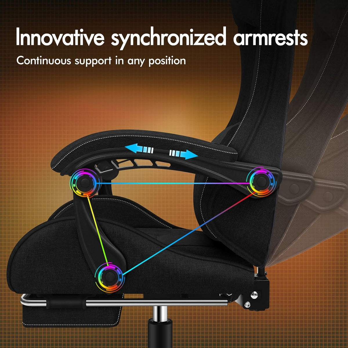 ALFORDSON Gaming Chair with Massage Lumbar Spinal Cushion, Ergonomic Gamer Racer Chair with Adjustable Backrest, Swivel Chair with Footrest, Height Adjustable, Black - QUORE