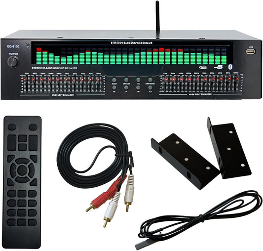 31-Bands Digitale Equalizer, Audio Visualizer met LED Spectrum Display, Professionele Grafische Equalizer met 31 Dynamische Kanalen, Dubbele 10-Band Onafhankelijke Geluidsregeling, Audio Processor