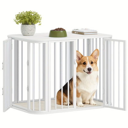 Hondenbench – Hondenkooi – Hondenhok – Hondenkennel – Hondenverblijf – Wit Metalen Frame – Multi-Deurs Toegang 80x55x61,5cm – Ruime Bench Voor Kleine en Middelgrote Honden