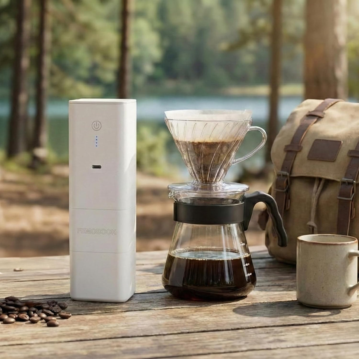 Elektrische koffiemolen wit – koffiemaler, koffiebonenmaler, draagbare koffiemolen, draadloze koffiemolen – 120+ maalstanden – 4000 mAh accu met USB-C opladen