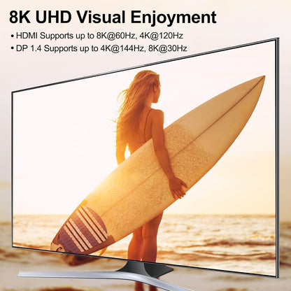 USB 3.0 KVM Switch 3 Monitors 3 Computers HDMI+DP+DP 3 Port, Triple Monitor KVM Switch 8K@60Hz 4K@144Hz for 3 Computers Share 4 USB 3.0 Devices Mouse Keyboard
