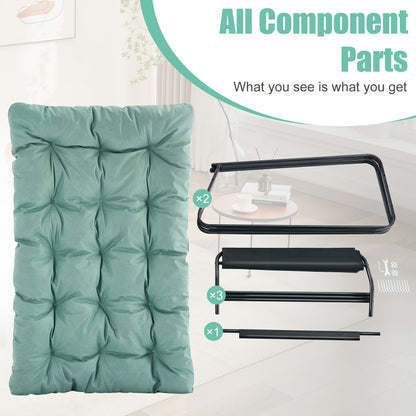 Fauteuil – Lounge Stoel – Relaxfauteuil – Leunstoel – Draaifauteuil – Ergonomische gebogen rugleuning – Zachte pluche zitting – Metalen frame – Handmatig verstelbaar – Blauwgrijs