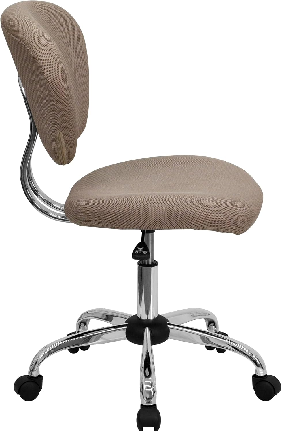 Flash Furniture Beverly Bureaustoel met gemiddelde rugleuning, netstof, gewatteerd, met chromen sokkel, koffiebruin