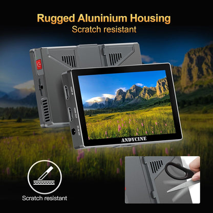 ANDYCINE X5 5.5 Inch Touch Screen 1200 Nits Brightness Aluminum Case DSLR Camera Monitor, 4K HDMI Input and Output with 3D-LUT, All Waveforms Including F970C, Carrying Case, Micro HDMI Cable - QUORE