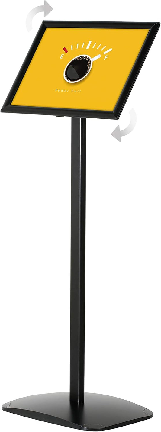Infostandaard DIN A3 – Posterstandaard, Affichestandaard, Menustandaard, Displaystandaard – Zwart, Staand En Liggend Inzetbaar – Klik- En Klapframe – Zware Aluminium Voet, 1,20 M Hoog