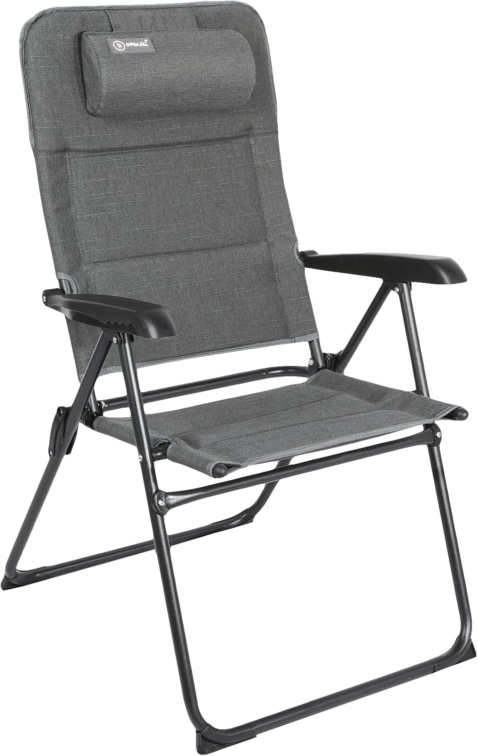 Homecall Folding garden camping chair with textilene padded with quick dry foam grey backrest adjustable, Olefin Grey