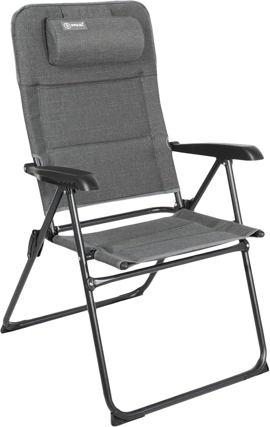 Homecall Folding garden camping chair with textilene padded with quick dry foam grey backrest adjustable, Olefin Grey