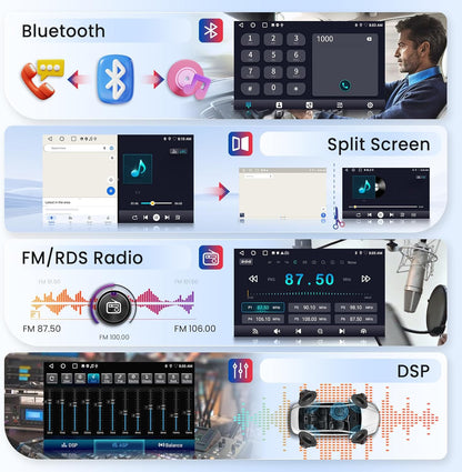 2G + 32G autoradio 1 Din met Carplay Android Auto draadloos, 6,9 inch touchscreen stereo auto ondersteuning Bluetooth 5.0 Radio FM RDS GPS Wi-Fi Mirror Link USB/Type-C achteruitrijcamera