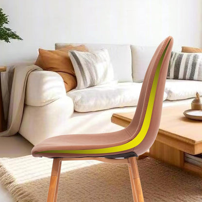 CangLong Set van 4 eetkamerstoelen, retro gestoffeerde keukenstoelen voor keuken, eetkamer, kunstleer loungestoelen met metalen poten, bruin