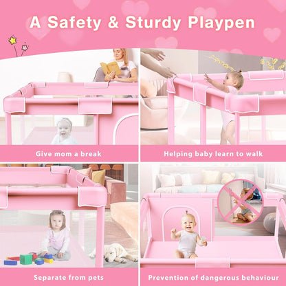 Baby playpen 1.2 * 1.2 m Pink - QUORE
