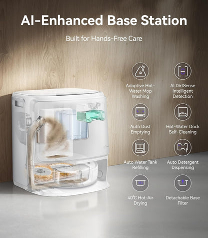 NARWAL Freo Z10 Pro Robotstofzuiger en Dweil, 18500Pa, CarpetFocus 2.0, DualFlow 2.0 Anti-klit voor Haren, Uitschuifbare Dweil, LDS Radarnavigatie, 75℃ Warm Water Zelfreiniging, Zelfreinigend