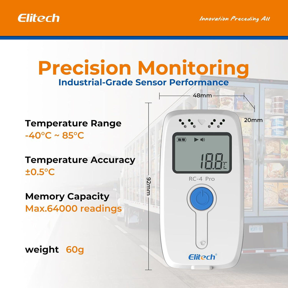 Elitech Data logger Temperatuur Data Recorder, Met Externe Temperatuursensor RC-4 10PCS