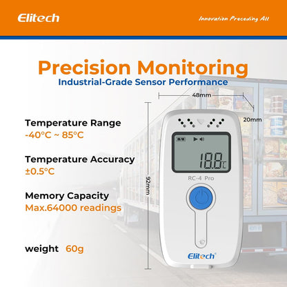 Elitech Data logger Temperatuur Data Recorder, Met Externe Temperatuursensor RC-4 10PCS
