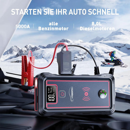 Starthulp Powerbank – Jumpstarter – Startbooster – Booster – Noodstarter – Voor 12V Auto, Motor, ATV En UTV – 5000 A Piekstroom – 23800 mAh Accu