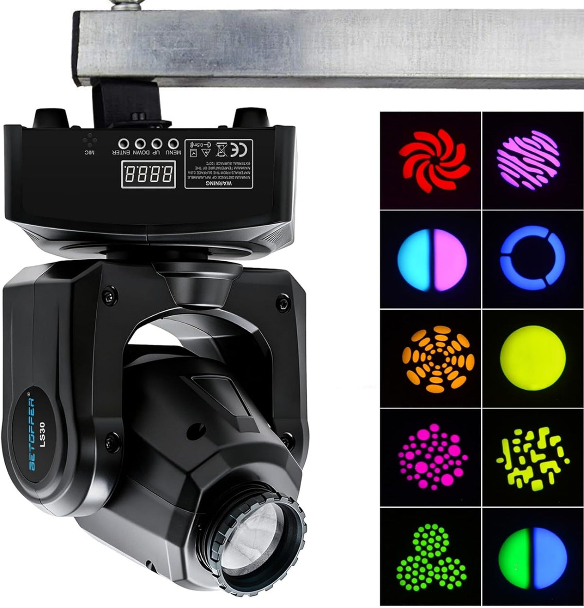 Discolamp – Moving Head Licht – DJ Lamp – Feestverlichting – Podiumverlichting – 7 Gobo Patronen – DMX512, Muziekgestuurd