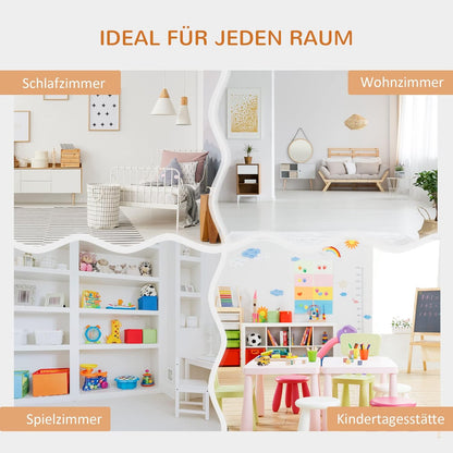 HOMCOM Children's Shelf Bookshelf with Stool Children's Bench with 6 Compartments Seat Box with 3 Cushions Toy Box from 3 Years Foam White + Grey 103 x 30 x 60 cm - QUORE