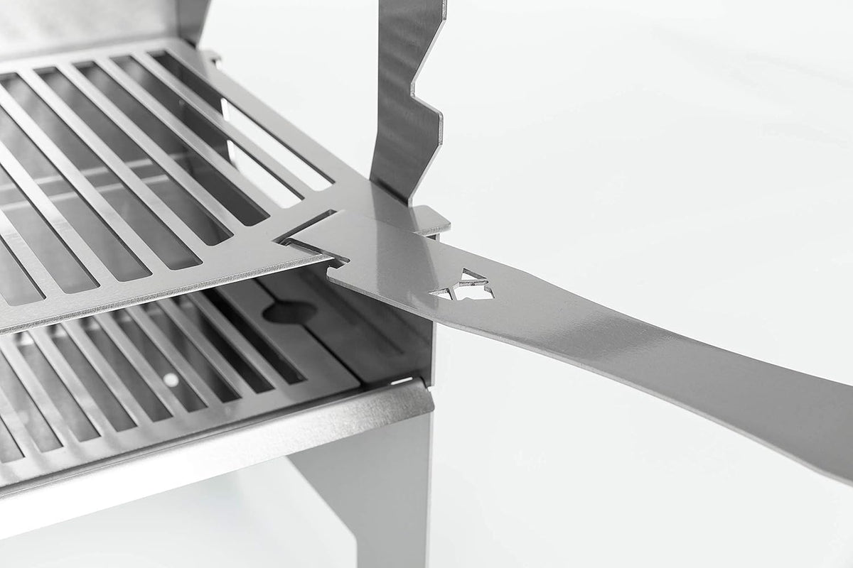 FENNEK 2.0 | Houtskoolgrill voor kamperen/trekking/camperleven, tuin en outdoor grillplezier | mobiel/insteeksysteem | van rvs