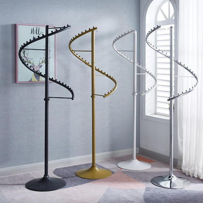Spiraal roterend kledingrek, 38 ballen heavy duty kledingrek, staande metalen stevige vrijstaande hanger voor boetiek slaapkamer ruimtebesparend (kleur: goud, maat: 180 cm)