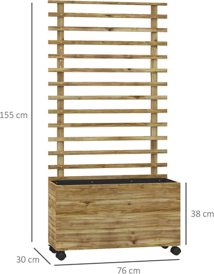Outsunny Hochbeet Pflanzkasten mit Rankgitter,Rolle,Spalier Pflanzkübel Blumenkasten Holz,Gartenspalier 76x30x155cm für Garten Balcony Terrasse,Blumenkübel für Kletterpflanzen Korbpflanzen, Blumen - QUORE