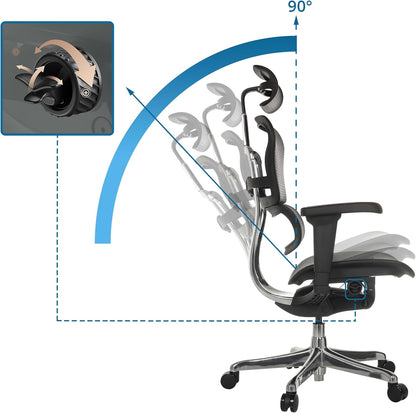 hjh OFFICE Ergonomische Ergohuman Ultra GEN2 Bureaustoel, origineel design, bureaustoel met flexibele lendensteun, netbespanning, zwart