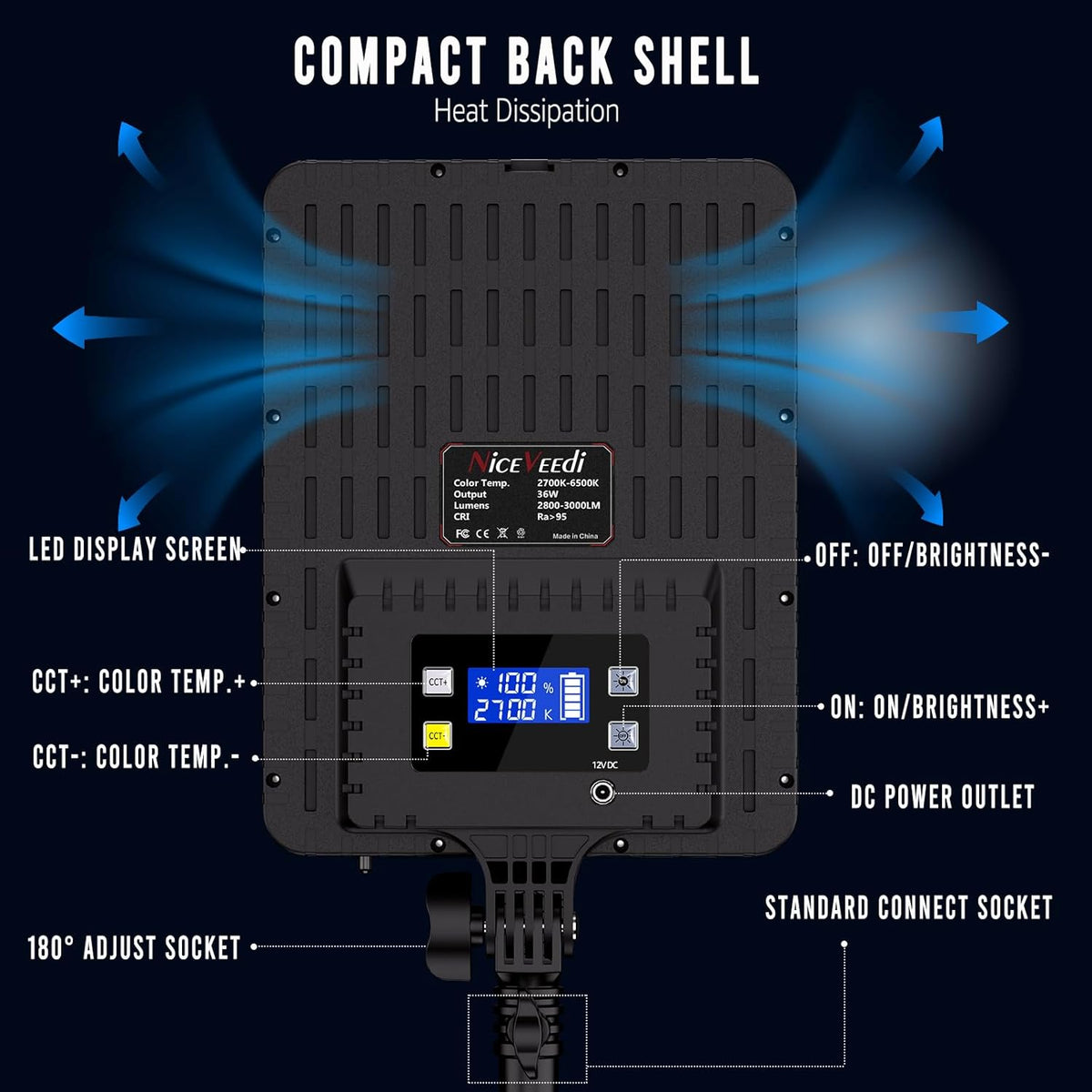 Fotoverlichting – Led Videolamp, Fotolamp, Studiolamp, Videolicht – 2 Stuks – Tweekleurig 2700-6500 K – 36 W Per Lamp, Dimbaar