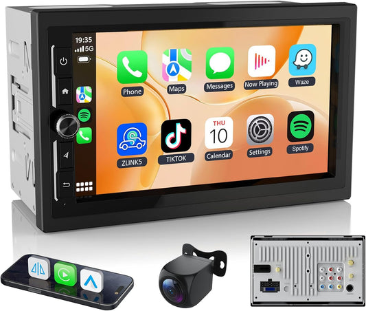 Haudio 7 Inch DAB Autoradio met Apple Carplay & Android Auto, 2 DIN IPS Touchscreen Stereo met Achteruitrijcamera,Bluetooth Luidspreker met DSP, Spraakbediening, FM/AM/RDS/SWC, Geschikt voor alle Auto