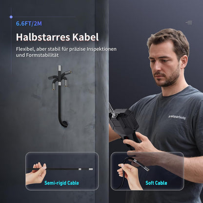 Ralcam Endoscoopcamera met licht, endoscoop, 6,2 mm, inspectiecamera, 3,5 inch, HD, 720P, buiscamera, camera's met 6 leds, IP67 waterdicht, 2 m halfharde kabel, telescopische camera, autogereedschap