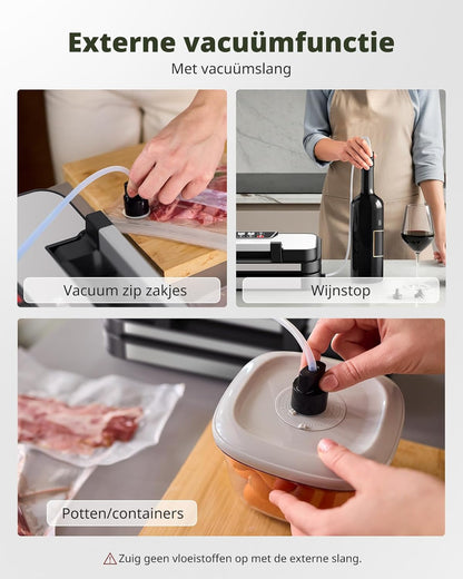 AIRMSEN Vacuümmachine 0,95 bar met Opblaasfunctie – Design met Hendelvergrendeling, Geïntegreerde Snijder & Inclusief 1 Vacuümrol