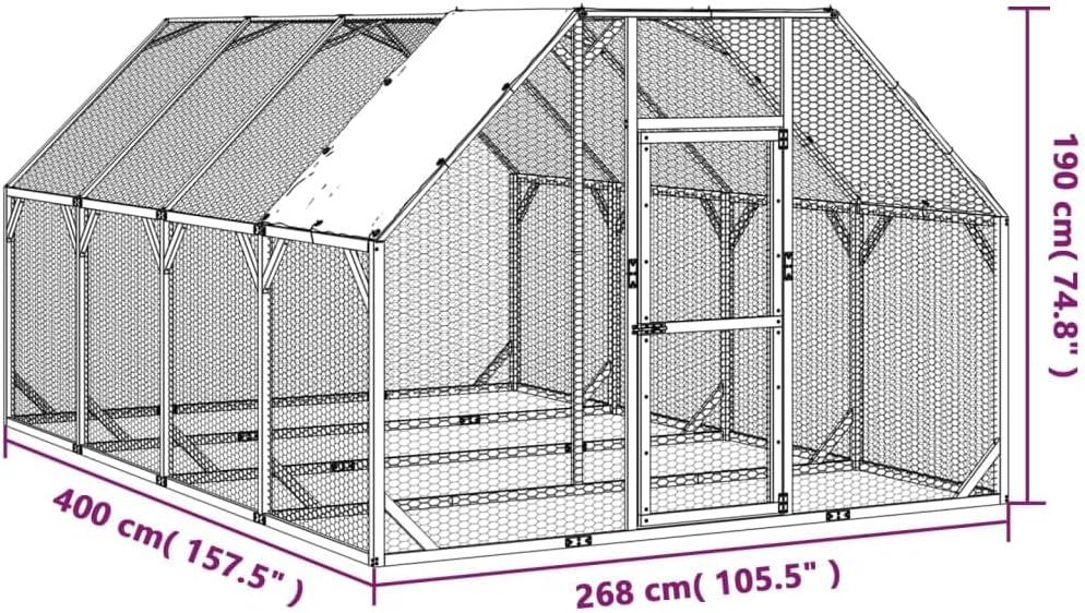 vidaXL Chicken coop 268x400x190cm impregnated solid pine wood - QUORE