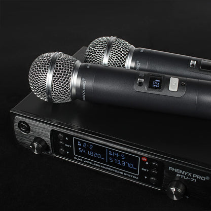 Draadloos Microfoonsysteem – Draadloze Microfoonset – Karaoke Microfoonset – Handmicrofoonset – UHF Microfoonset – 2 Handmicrofoons – Automatische Kanaalscan – Bereik Tot 100 Meter