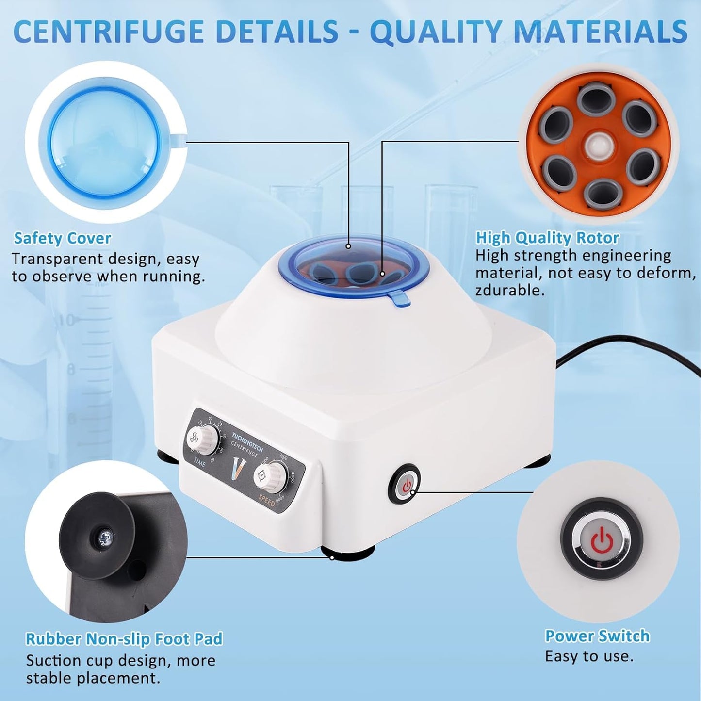 Laboratoriumcentrifuge – Tafelcentrifuge – Labcentrifuge – Lage Snelheid Centrifuge – Plasmacentrifuge – Instelbare Snelheid 0-4000 Rpm – Timer 0-60 Min