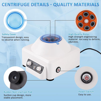 Laboratoriumcentrifuge – Tafelcentrifuge – Labcentrifuge – Lage Snelheid Centrifuge – Plasmacentrifuge – Instelbare Snelheid 0-4000 Rpm – Timer 0-60 Min