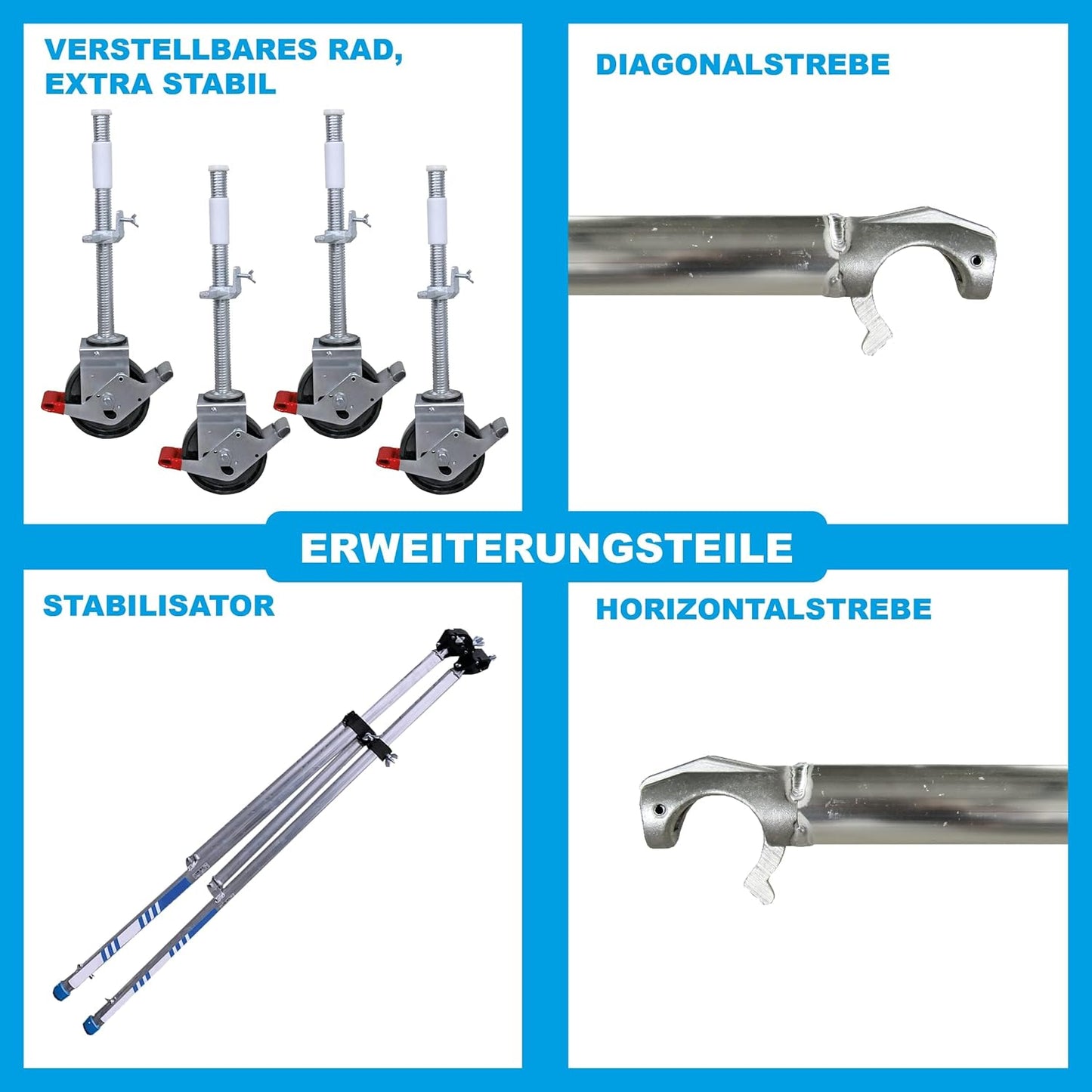 Alumexx FS 75 Klappgerüst (Red-Line) - Kamersteiger - Werkgerüst - Bouwsteiger - Alu steiger - Rolsteiger - Draagvermogen: 375 kg (Type A + B (4m werkhoogte))