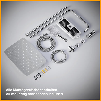 Regendouchesysteem – Douchekop – Doucheset – Regendouche – Douchestang – RVS 35x25 cm – Verstelbare douchearm chrome