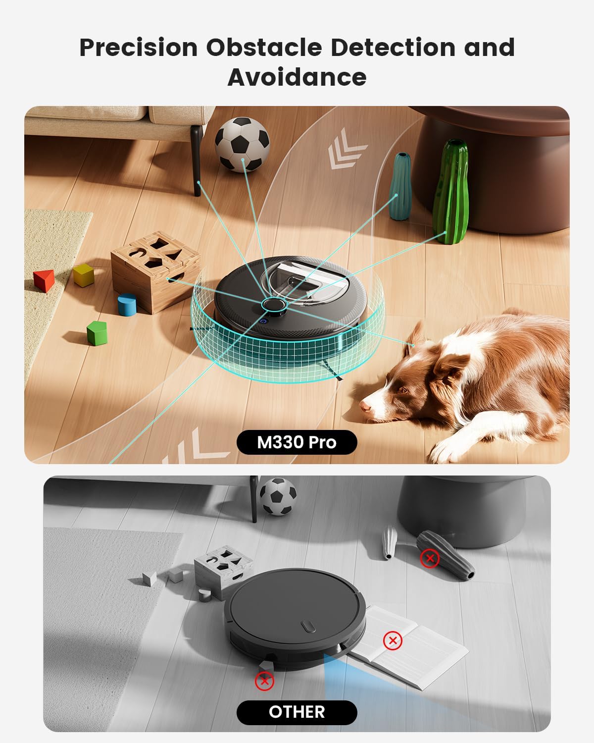 Lefant M330 Pro Robotstofzuiger en Dweilrobot Met 3-In-1 Mapping, Dtof-Navigatie, 5000Pa, 150 Min, Obstakelvermijding Psd 190°, Wifi/Alexa 2,4Ghz En 5Ghz, Ideaal Voor Dierenharen en Tapijten