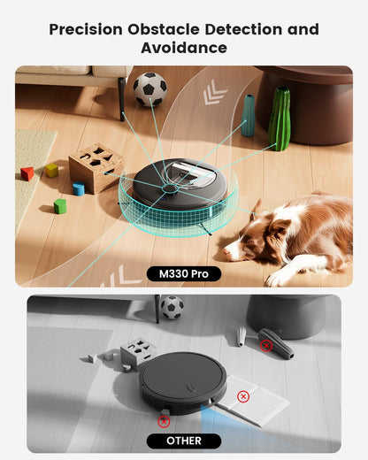 Lefant M330 Pro Robotstofzuiger en Dweilrobot Met 3-In-1 Mapping, Dtof-Navigatie, 5000Pa, 150 Min, Obstakelvermijding Psd 190°, Wifi/Alexa 2,4Ghz En 5Ghz, Ideaal Voor Dierenharen en Tapijten