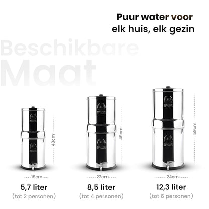 Waterfiltersysteem 8 Liter – Waterfilter – Drinkwaterfilter – Zwaartekracht Waterfilter – Keukenfilter – 304 Roestvrij Staal – 2 Filterpatronen