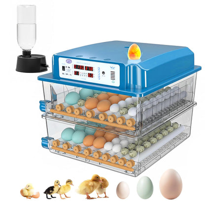 volautomatische broedmachine voor 120 eieren,met automatische keer- en vochtigheidsbewaking,temperatuurregeling,5 broedstanden geschikt voor kippen-,eenden-,ganzen- en kwarteleitjes (blauw)