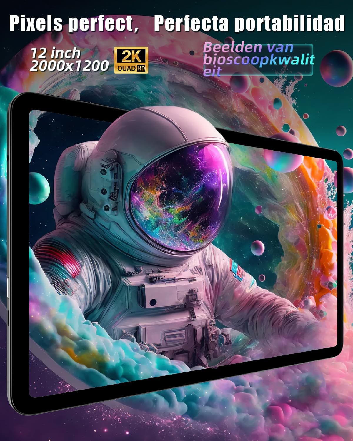 Raemond 12 Inch 2K-scherm,2026 Nieuw Tablet Android 16,（8+20）GB RAM + 128GB ROM (TF 2TB),T615 Octa-Core,16MP+8MP Dubbele Camera,8000mAh, Dual-band WiFi-5G,Gemini AI,BT 5.0,GPS,GMS,Widevine L1,Face ID