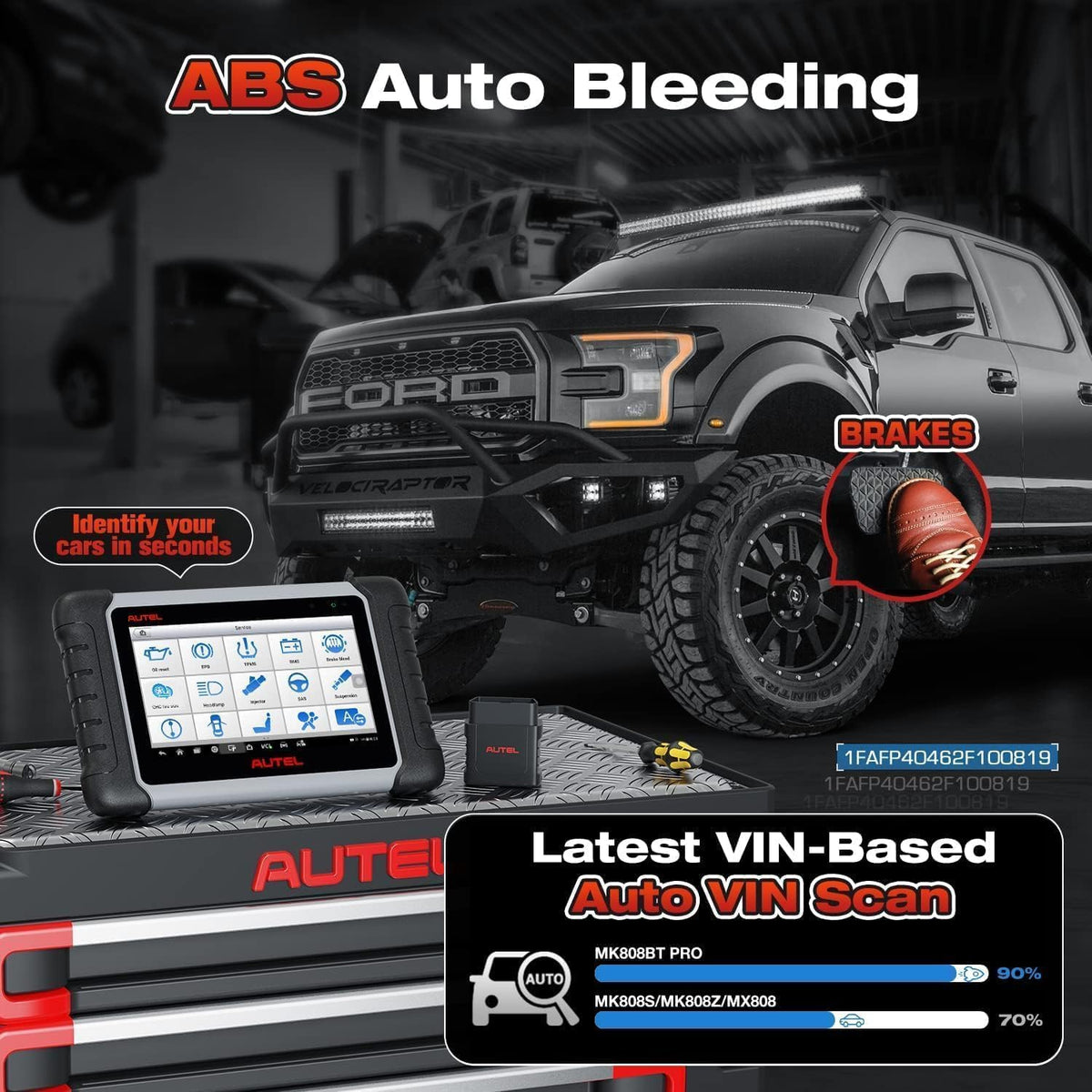 Autel MaxiCOM MK808BT PRO OBD2 Diagnosetool Auto, 2025 Draadloze Ver van MK808S/ MK808/ MX808S, Bidirectioneel zoals MK900/ MK900BT/ MK808BT, Diagnose Alle Systemen, 28+ Services, Compatibel met BT506
