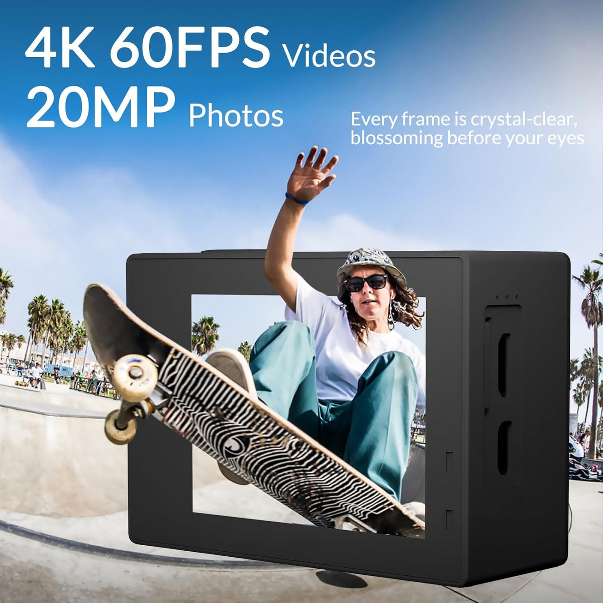 icefox Action Cam 4K onderwatercamera, waterdicht, 40 m, Ultra HD, 20 MP, camera, 170 graden, ultra-groothoek, wifi-camcorder, EIS-stabilisatie, met dual 1350 mAh accu