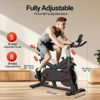 PASYOU Hometrainer, Indoor Spinning Bikes Voor Thuisgebruik, Hometrainer met Magnetische Weerstand, Spinning Bikes met LCD-scherm en Tablethouder, Fitnessfiets van 136kg/300lb