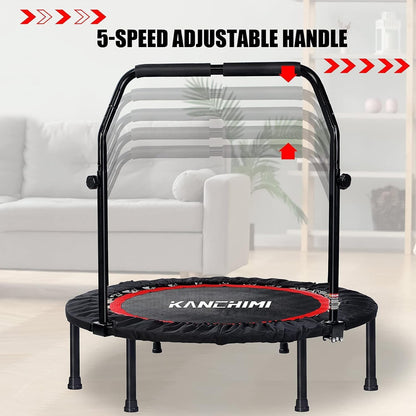 Kanchimi 48 inch Opvouwbare Mini Fitness Indoor Oefening Workout Rebounder Trampoline met Handvat, Max Belasting 350 lbs (zwart)