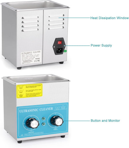 stonylab Ultrasone Reiniger, 304 Roestvrij Staal Universele Ultrasone Reiniger met Mechanisch Bedieningspaneel van Verwarming en Timer voor Laboratorium 40kHz 220V, 2 L