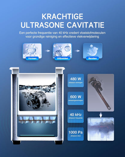 Ultrasone Reiniger – Ultrasoon Bad – Ultrasone Schoonmaker – Ultrasoon Machine – Roestvrij Staal – 480W Krachtig Vermogen – Instelbare Temperatuur en Timer