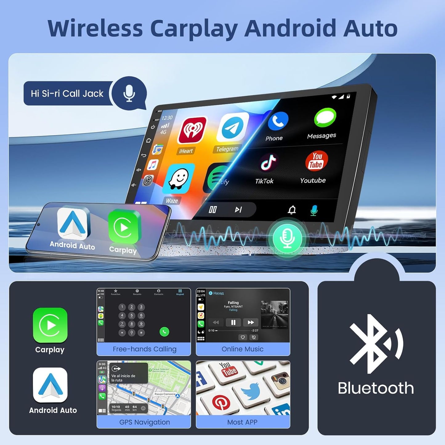 Autoradio – Auto Radio – 1-DIN Autoradio – Multimedia Radio – DAB+ Radio – Android 15 Systeem – 9 Inch HD Touchscreen